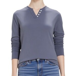 Vintage Eddie Bauer Henley Long Sleeve Top in Slate Blue Size S